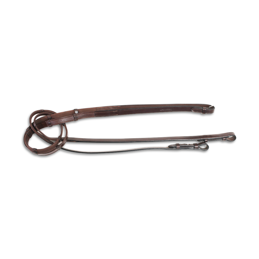 Leather reins and grip with blocks without stops 