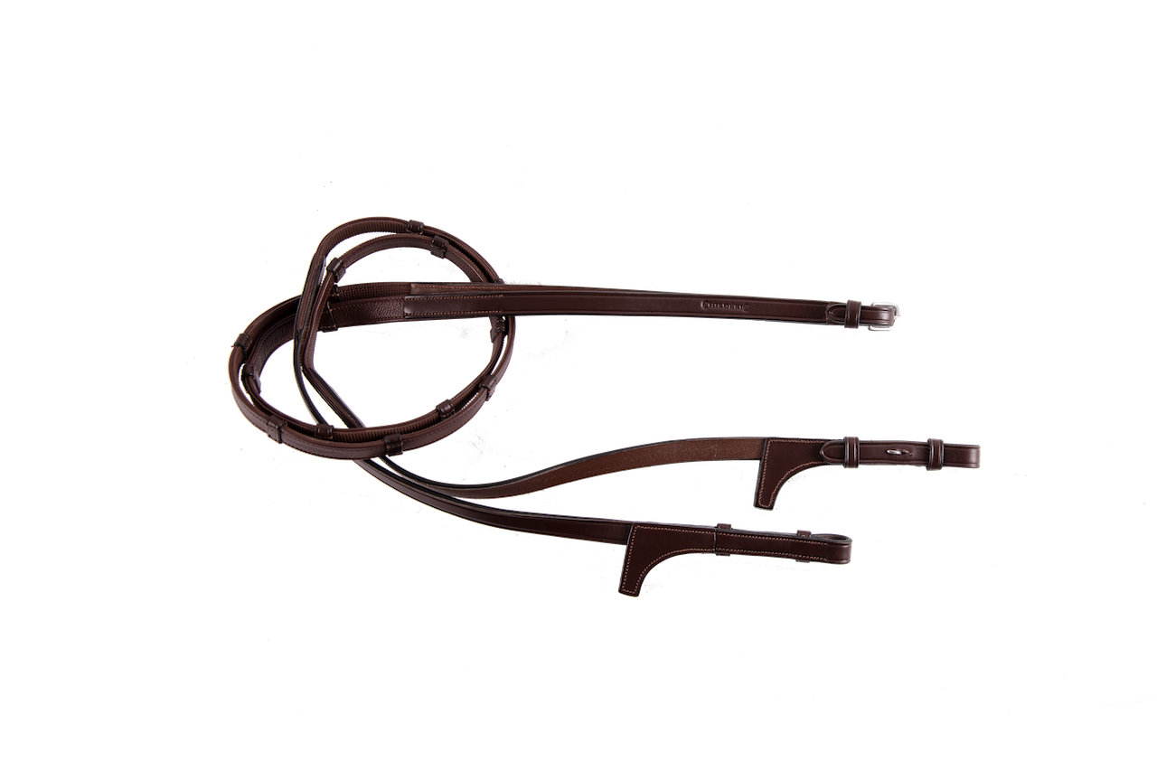 Leather and grip reins with 7 markers and without yoke stops 