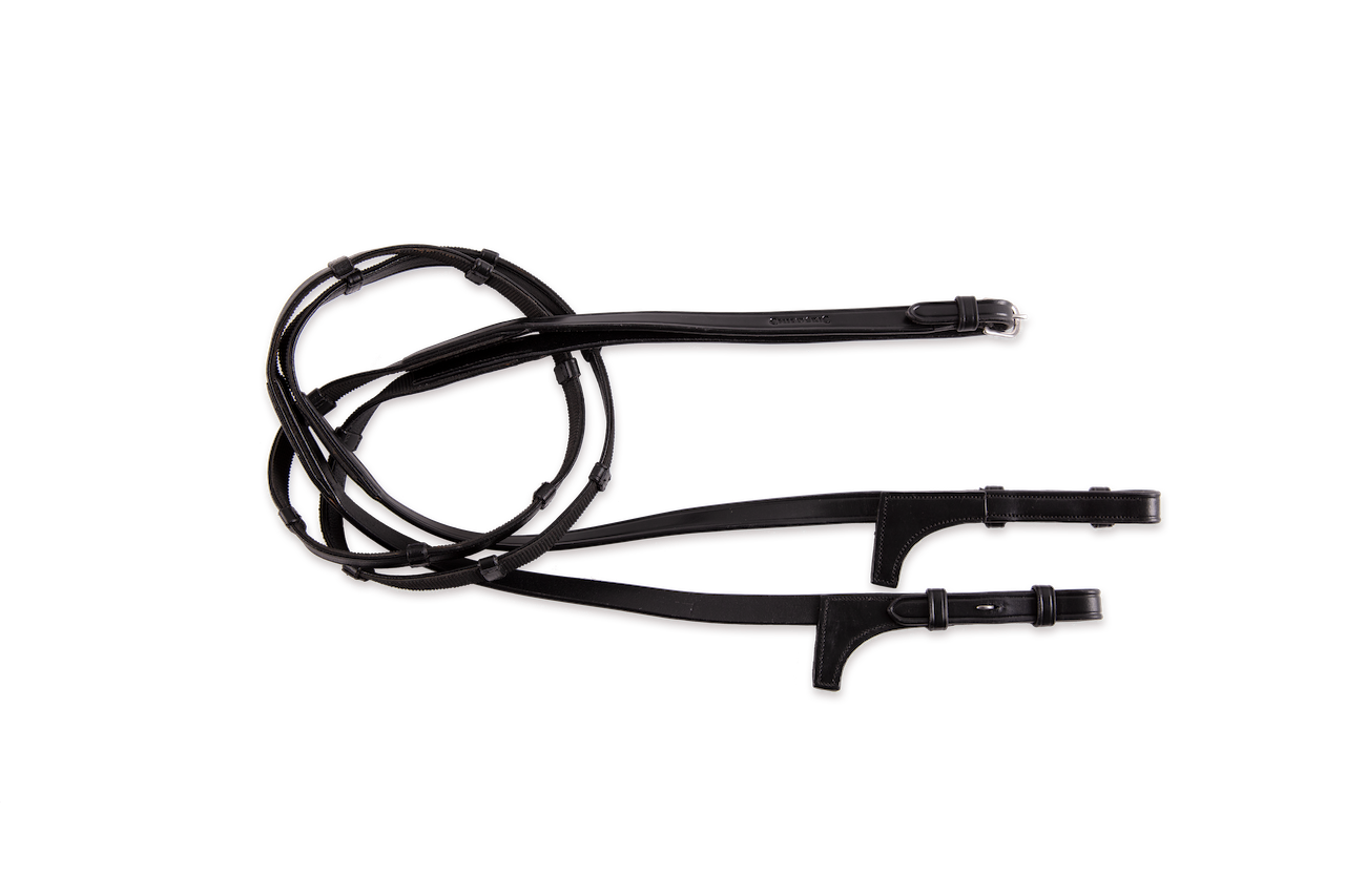 Leather and grip reins with 7 markers and without yoke stops 